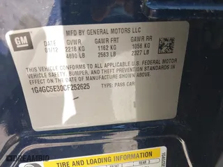2012 Buick LaCrosse Leather with VIN 1G4GC5E30CF252625, listed as a IAAI auction lot 41779488 with 22,252 mi miles. Bid and sale history available at carsss.com. Image 9.
