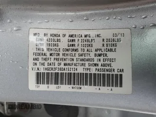 2013 Honda Accord LX z VIN 1HGCR2F36DA152124, wystawiony jako Copart lot #50960175 z przebiegiem 86 907 mil mil oraz Szkoda całkowita • Salvage title. Historia ofert i sprzedaży dostępna na DreamBid. Obrazek 14.