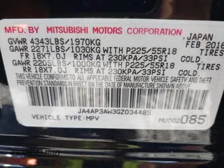 2016 Mitsubishi Outlander SE с VIN JA4AP3AW3GZ034485, выставлен на аукционе IAAI как лот 38412795 с пробегом 133 009 миль миль и . История ставок и продаж доступна на DreamBid. Изображение 9.