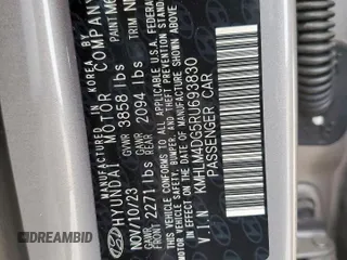 2024 Hyundai Elantra SEL with VIN KMHLM4DG5RU693830, listed as a Copart auction lot 56229385 with 23,682 mi miles and Salvage title. Bid and sale history available at DreamBid. Image 13.