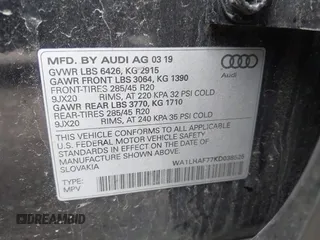 2019 Audi Q7 Premium Plus с VIN WA1LHAF77KD038525, выставлен на аукционе IAAI как лот 41736141 с пробегом 38 928 миль миль и . История ставок и продаж доступна на DreamBid. Изображение 9.