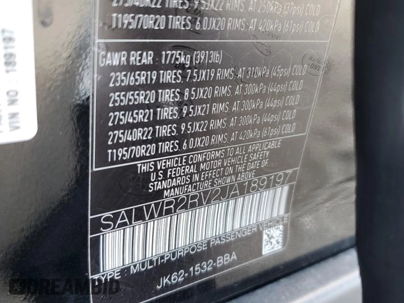 2018 Land Rover Range Rover Sport HSE with VIN SALWR2RV2JA189197, listed as a Copart auction lot 49468355 with 30,171 mi miles and Salvage Title. Bid and sale history available at carsss.com. Image 15.