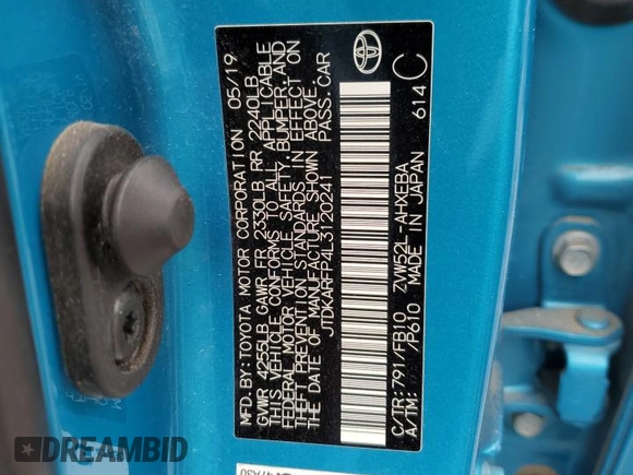 2020 Toyota Prius Prime LE with VIN JTDKARFP4L3120241, listed as a Copart auction lot 53346805 with 94,107 mi miles and Salvage Title. Bid and sale history available at carsss.com. Image 14.