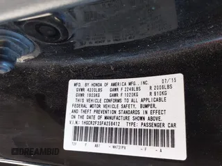 2015 Honda Accord LX with VIN 1HGCR2F35FA259412, listed as a IAAI auction lot 42232186 with 128,670 mi miles and . Bid and sale history available at DreamBid. Image 9.
