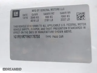 2017 Chevrolet Camaro 1SS with VIN 1G1FE1R71H0178750, listed as a IAAI auction lot 42056608 with 128,729 mi miles. Bid and sale history available at carsss.com. Image 9.