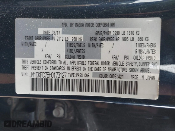 2017 Mazda CX-3 Touring z VIN JM1DKFC75H0173127, wystawiony jako IAAI lot #41614605 z przebiegiem 101 963 mil mil oraz . Historia ofert i sprzedaży dostępna na DreamBid. Obrazek 9.