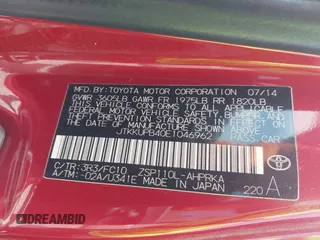2014 Scion xD z VIN JTKKUPB40E1046962, wystawiony jako IAAI lot #42561732 z przebiegiem Nie podano mil oraz . Historia ofert i sprzedaży dostępna na DreamBid. Obrazek 9.