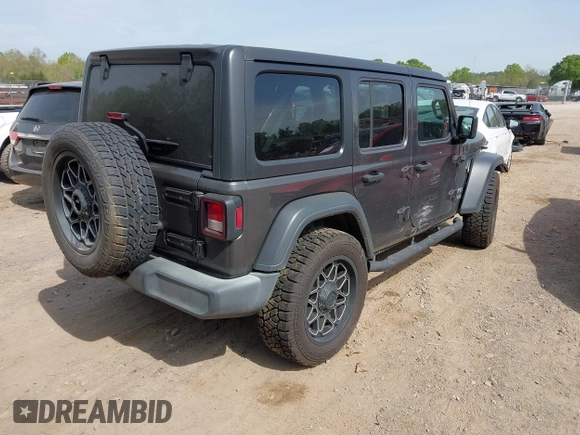 2019 Jeep Wrangler Unlimited Sport S with VIN 1C4HJXDG2KW516571, listed as a IAAI auction lot 42043223 with 58,131 mi miles and . Bid and sale history available at DreamBid. Image 4.