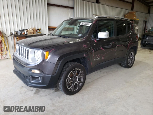 2018 Jeep Renegade Limited с VIN ZACCJBDB6JPH34297, выставлен на аукционе Copart как лот 52793075 с пробегом 76 262 миль миль и Списание • Salvage title. История ставок и продаж доступна на DreamBid. Изображение 1.