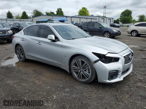 2015 Infiniti Q50 with VIN JN1BV7AR7FM398120, listed as a Copart auction lot 58540555 with 122,864 mi miles and Salvage title. Bid and sale history available at DreamBid. Image 4.