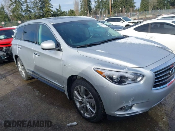 2014 Infiniti QX60 Hybrid with VIN 5N1CL0MN8EC510981, listed as a IAAI auction lot 41488111 with 2,810 mi miles and . Bid and sale history available at DreamBid. Image 1.