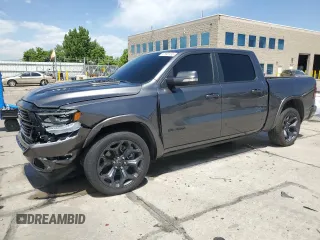 2020 Ram 1500 Laramie with VIN 1C6SRFJT1LN367756, listed as a Copart auction lot 57896155 with 64,866 mi miles and Salvage title. Bid and sale history available at DreamBid. Image 1.