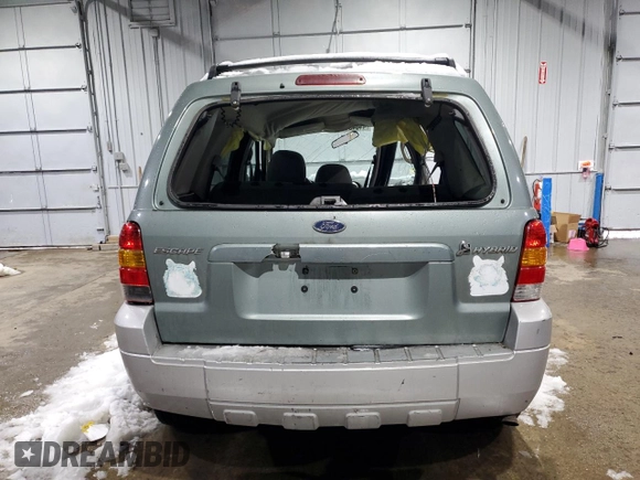 2005 Ford Escape Hybrid with VIN 1FMCU96H55KB87200, listed as a Copart auction lot 44643455 with Not provided miles and Salvage title. Bid and sale history available at DreamBid. Image 6.