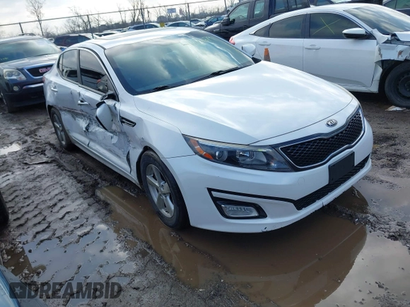2015 Kia Optima LX with VIN KNAGM4A75F5644401, listed as a IAAI auction lot 41672679 with 217,636 mi miles. Bid and sale history available at carsss.com. Image 1.