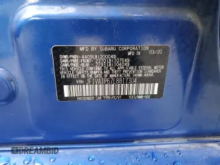 2020 Subaru WRX Limited with VIN JF1VA1P67L8817304, listed as a Copart auction lot 54629705 with 49,304 mi miles and Salvage title. Bid and sale history available at DreamBid. Image 12.