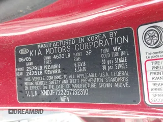 2005 Kia Sportage LX with VIN KNDJF723257132310, listed as a IAAI auction lot 41838054 with Not Provided miles and . Bid and sale history available at carsss.com. Image 9.