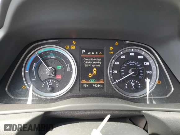 2022 Hyundai Sonata Hybrid Blue with VIN KMHL24JJ3NA041788, listed as a Copart auction lot 81148134 with 99,214 mi miles and Salvage Title. Bid and sale history available at carsss.com. Image 9.