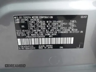 2007 Toyota RAV4 with VIN JTMZD33V475060428, listed as a IAAI auction lot 41565817 with Not Provided miles. Bid and sale history available at carsss.com. Image 9.