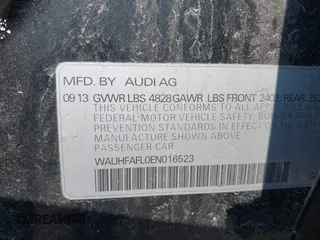 2014 Audi A4 Premium Plus with VIN WAUHFAFL0EN016523, listed as a IAAI auction lot 42456160 with 62,883 mi miles and . Bid and sale history available at DreamBid. Image 9.
