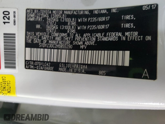2017 Toyota Sienna XLE Auto Access Seat with VIN 5TDYZ3DC2HS855290, listed as a Copart auction lot 51605535 with 77,163 mi miles and Salvage Title. Bid and sale history available at carsss.com. Image 15.