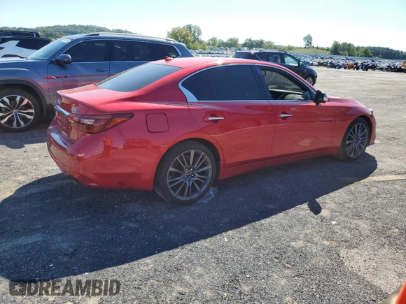 2018 Infiniti Q50 RED SPORT 400 with VIN JN1FV7ARXJM481308, listed as a Copart auction lot 65023704 with 96,204 mi miles and Salvage Title. Bid and sale history available at carsss.com. Image 3.