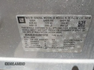 2018 Chevrolet Equinox LT с VIN 3GNAXJEV2JS610736, выставлен на аукционе IAAI как лот 42776569 с пробегом 86 643 миль миль и . История ставок и продаж доступна на DreamBid. Изображение 9.