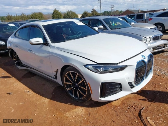 2023 BMW i4 eDrive40 with VIN WBY73AW08PFN72118, listed as a IAAI auction lot 41849570 with 27,118 mi miles. Bid and sale history available at carsss.com. Image 1.