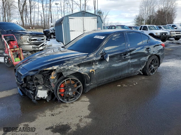2016 Infiniti Q50 3.0t Red Sport 400 with VIN JN1FV7AR6GM450789, listed as a Copart auction lot 43578625 with 114,781 mi miles and Salvage Title. Bid and sale history available at carsss.com. Image 1.