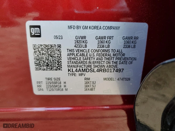 2024 Buick Encore GX Sport Touring with VIN KL4AMDSL4RB017497, listed as a Copart auction lot 49082295 with 9,547 mi miles and Salvage Title. Bid and sale history available at carsss.com. Image 15.