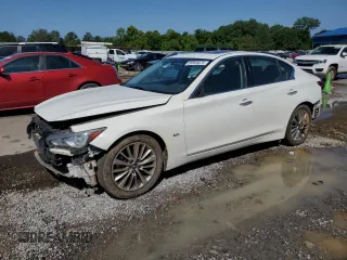 2018 Infiniti Q50 Luxe with VIN JN1EV7ARXJM434792, listed as a Copart auction lot 55964675 with 107,496 mi miles and Salvage title. Bid and sale history available at DreamBid. Image 1.