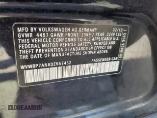 2013 Volkswagen CC Lux with VIN WVWRP7AN8DE557432, listed as a Copart auction lot 72277624 with 138,161 mi miles and Salvage Title. Bid and sale history available at DreamBid. Image 12.