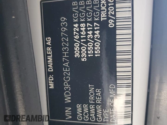 2017 Mercedes-Benz Metris Cargo with VIN WD3PG2EA7H3227939, listed as a Copart auction lot 59745955 with 63,255 mi miles and Salvage title. Bid and sale history available at DreamBid. Image 12.
