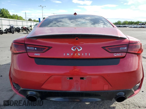 2017 Infiniti Q60 Red Sport 400 with VIN JN1FV7EL3HM701520, listed as a Copart auction lot 57169565 with 103,761 mi miles and Salvage title. Bid and sale history available at DreamBid. Image 6.