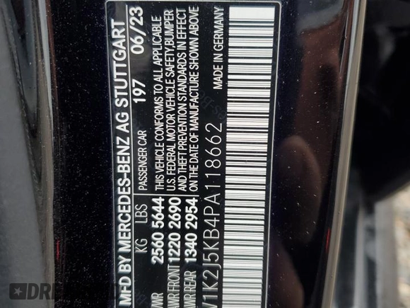 2023 Mercedes-Benz CLS 450 with VIN W1K2J5KB4PA118662, listed as a Copart auction lot 88982655 with 11,622 mi miles and Salvage title. Bid and sale history available at DreamBid. Image 12.