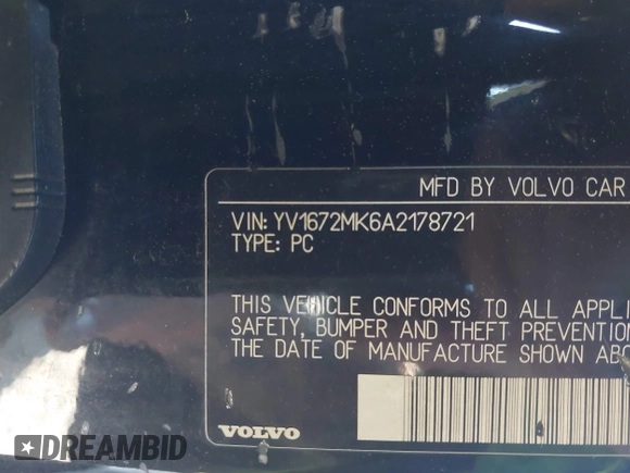 2010 Volvo C30 with VIN YV1672MK6A2178721, listed as a IAAI auction lot 41855907 with 137,362 mi miles and . Bid and sale history available at DreamBid. Image 9.