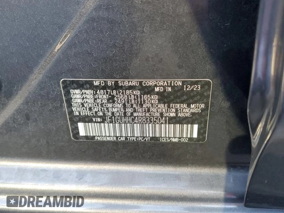 2024 Subaru Impreza RS with VIN JF1GUHHC4R8335041, listed as a Copart auction lot 73705254 with 4,672 mi miles and Non Repairable. Bid and sale history available at carsss.com. Image 12.