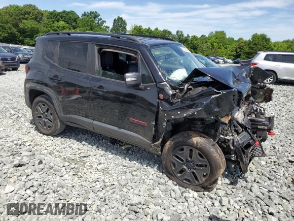 2018 Jeep Renegade Trailhawk with VIN ZACCJBCB0JPH15701, listed as a Copart auction lot 57450485 with Not provided miles and Salvage title. Bid and sale history available at DreamBid. Image 4.