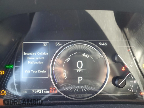 2021 Lexus UX 250h with VIN JTHX9JBH3M2044970, listed as a Copart auction lot 51663195 with 75,931 mi miles and Salvage title. Bid and sale history available at DreamBid. Image 9.