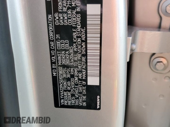 2016 Volvo XC90 T6 Momentum with VIN YV4A22PK5G1079832, listed as a Copart auction lot 69843082 with 64,938 mi miles. Bid and sale history available at carsss.com. Image 14.