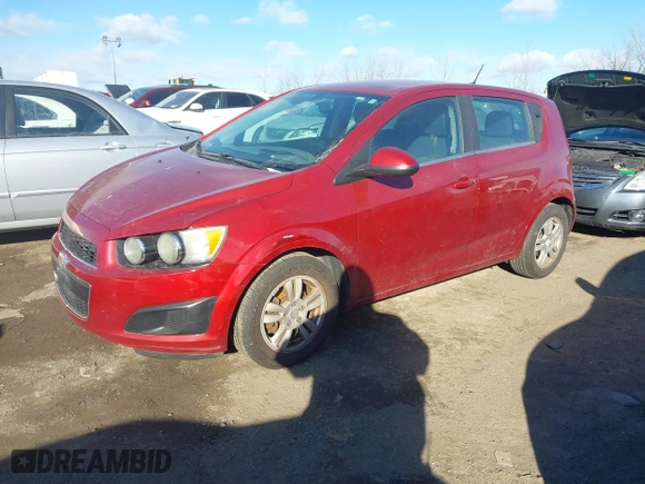 2014 Chevrolet Sonic LT with VIN 1G1JC6SH6E4215294, listed as a IAAI auction lot 41282441 with 107,583 mi miles. Bid and sale history available at carsss.com. Image 2.