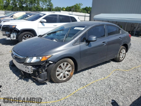 2012 Honda Civic LX с VIN 19XFB2F55CE064582, выставлен на аукционе Copart как лот 56233345 с пробегом 171 996 миль миль и Списание • Salvage title. История ставок и продаж доступна на DreamBid. Изображение 1.