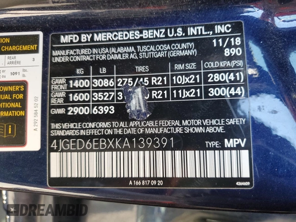 2019 Mercedes-Benz GLE 43 AMG z VIN 4JGED6EBXKA139391, wystawiony jako Copart lot #53404085 z przebiegiem 58 196 mil mil oraz Szkoda całkowita • Salvage title. Historia ofert i sprzedaży dostępna na DreamBid. Obrazek 12.