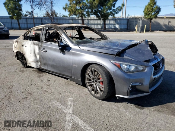 2019 Infiniti Q50 Red Sport 400 with VIN JN1FV7AP2KM761000, listed as a Copart auction lot 41535135 with Not provided miles and Non repairable. Bid and sale history available at DreamBid. Image 4.