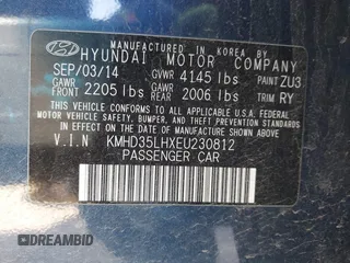 2014 Hyundai Elantra GT with VIN KMHD35LHXEU230812, listed as a IAAI auction lot 41855509 with 122,729 mi miles. Bid and sale history available at carsss.com. Image 9.