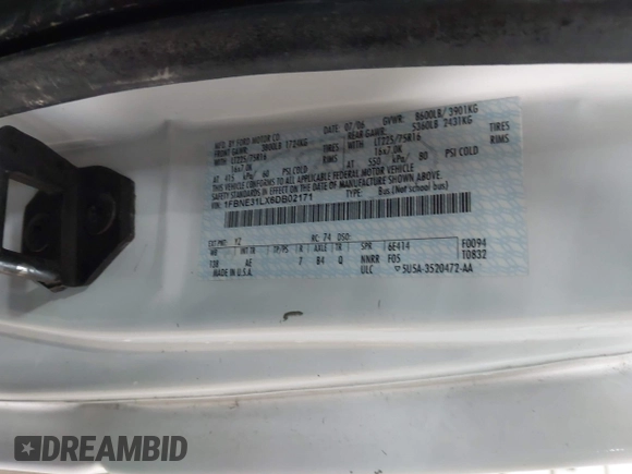 2006 Ford Econoline Passenger XL с VIN 1FBNE31LX6DB02171, выставлен на аукционе IAAI как лот 42084666 с пробегом 86 624 миль миль и . История ставок и продаж доступна на DreamBid. Изображение 9.