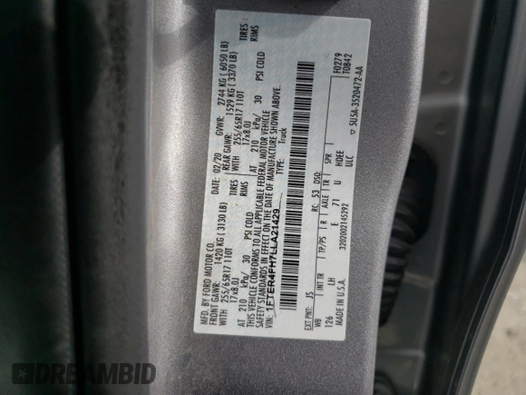 2020 Ford Ranger XL with VIN 1FTER4FH7LLA21429, listed as a Copart auction lot 47698085 with 89,639 mi miles and Salvage Title. Bid and sale history available at carsss.com. Image 14.