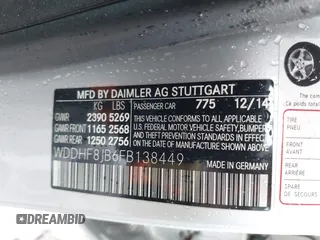 2015 Mercedes-Benz E 350 Luxury with VIN WDDHF8JB6FB138449, listed as a IAAI auction lot 42140428 with 198,502 mi miles and . Bid and sale history available at DreamBid. Image 9.
