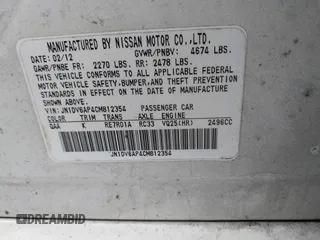 2012 Infiniti G25 Sedan Journey with VIN JN1DV6AP4CM812354, listed as a IAAI auction lot 41113263 with 1 mi miles. Bid and sale history available at carsss.com. Image 9.