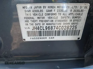 2004 Acura TSX z VIN JH4CL96874C028225, wystawiony jako IAAI lot #39145988 z przebiegiem 102 613 mil mil oraz . Historia ofert i sprzedaży dostępna na DreamBid. Obrazek 9.