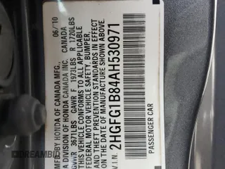 2010 Honda Civic Cpe EX with VIN 2HGFG1B84AH530971, listed as a Copart auction lot 72455394 with 122,357 mi miles and Salvage Title. Bid and sale history available at carsss.com. Image 13.